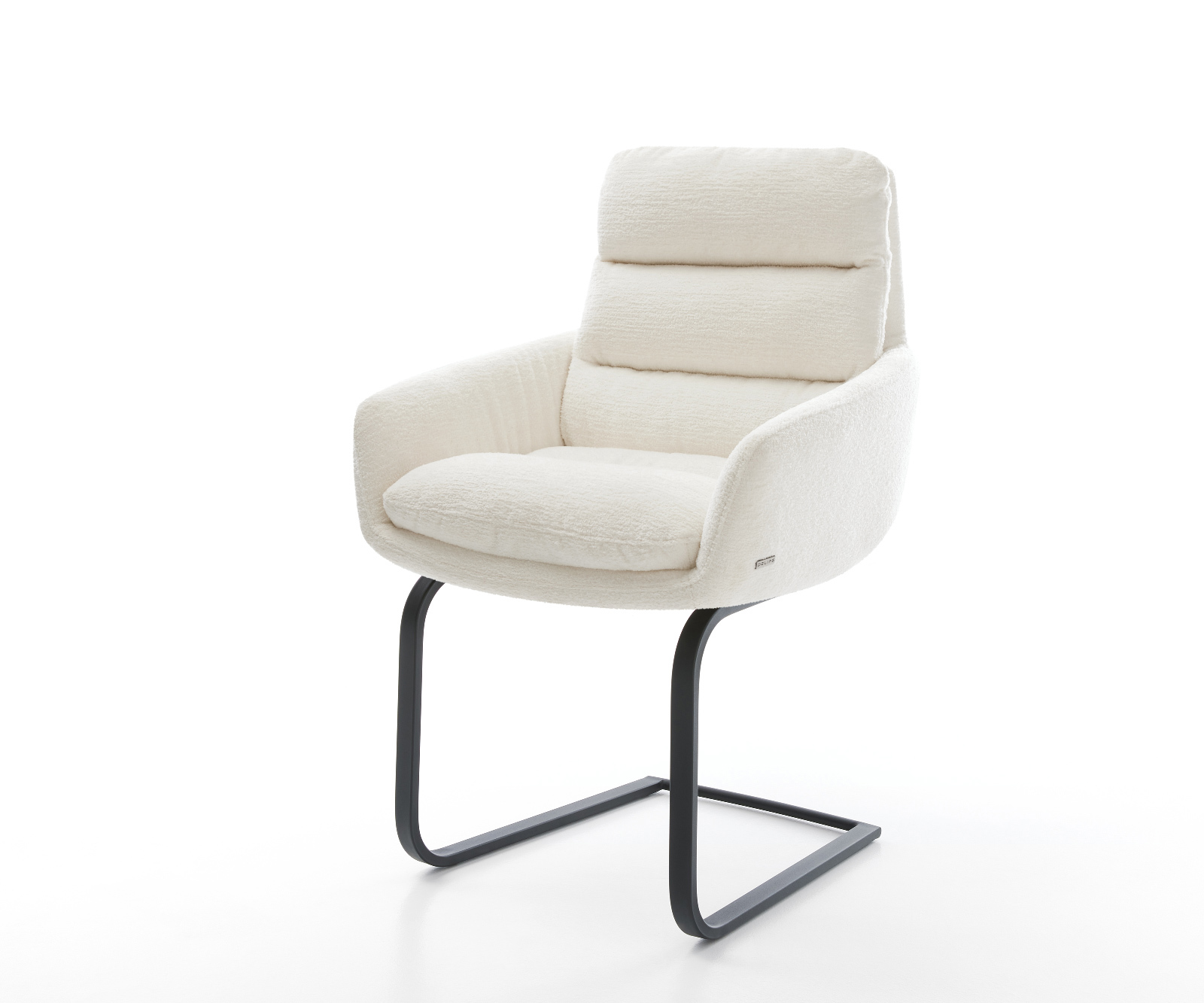 Étkezőszék Abelia-Flex karfás bouclé puha bézs konzolos lapos fekete