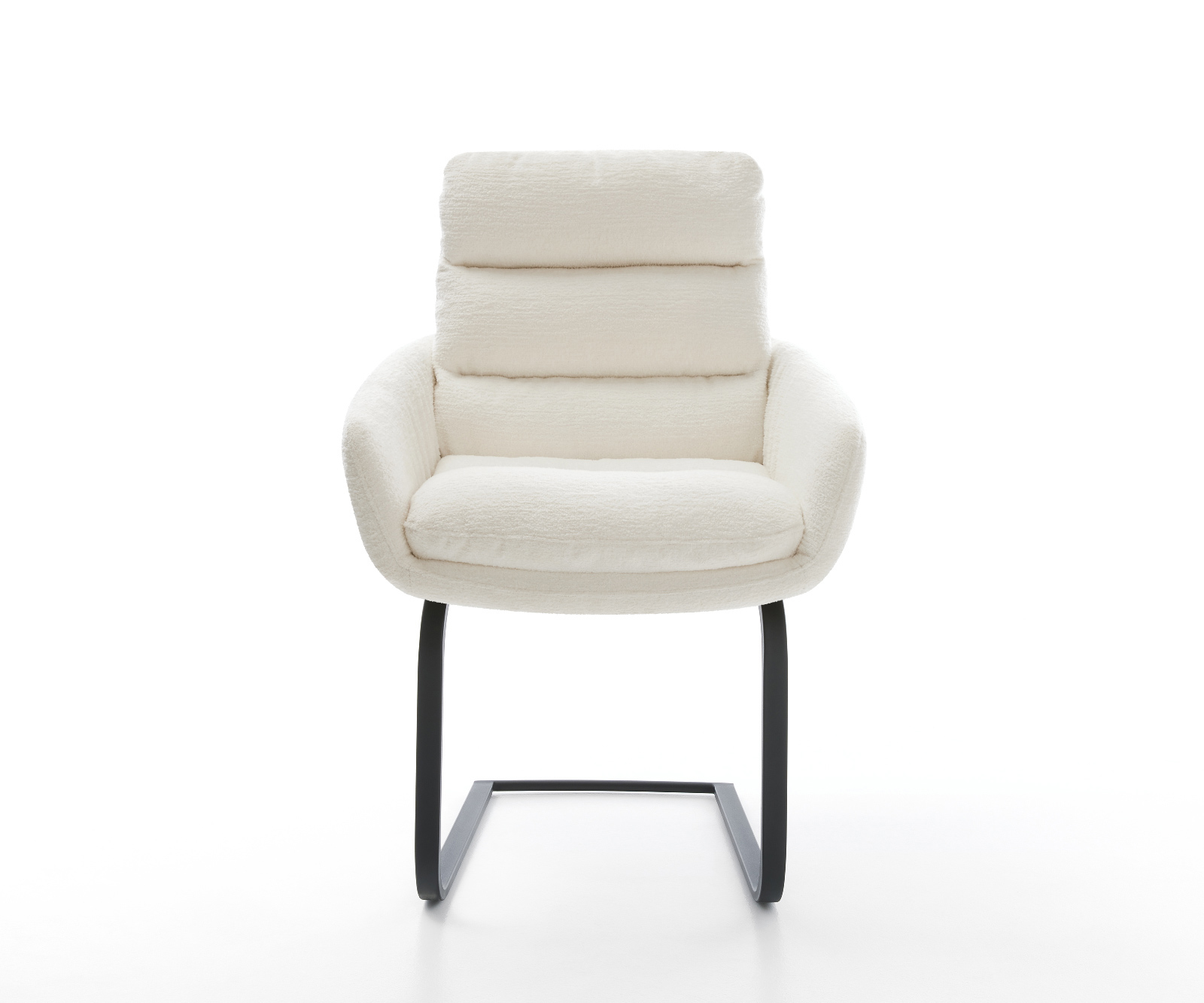 Étkezőszék Abelia-Flex karfás bouclé puha bézs konzolos lapos fekete - Image 2