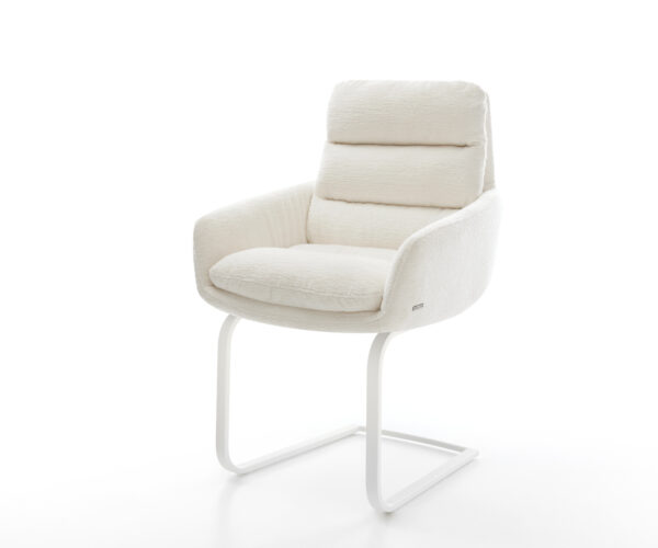 Étkezőszék Abelia-Flex karfás bouclé puha bézs konzolos lapos fehér