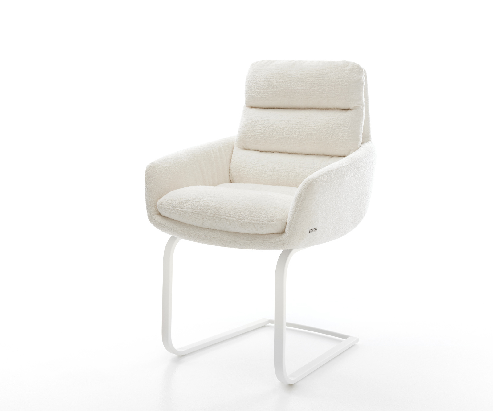 Étkezőszék Abelia-Flex karfás bouclé puha bézs konzolos lapos fehér
