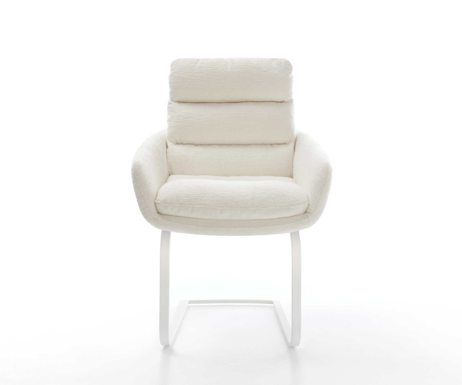 Étkezőszék Abelia-Flex karfás bouclé puha bézs konzolos lapos fehér - Image 2