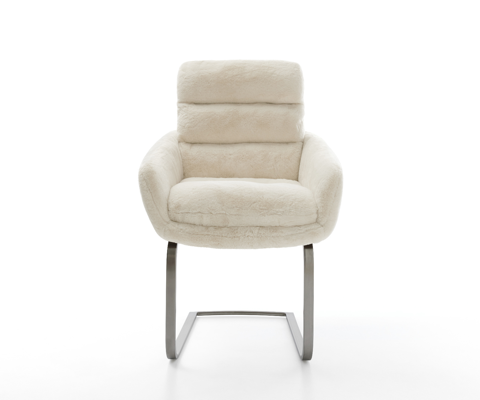 Étkezőszék Abelia-Flex karfás plüss krémfehér lapos konzolos láb grafit - Image 2