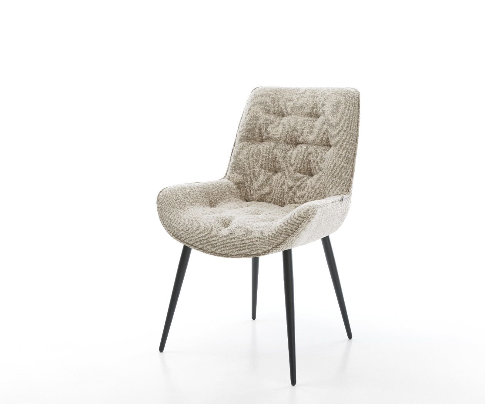 Étkezőszék Taimi-Flex szövött szövet puha bézs 4 láb kúpos fekete