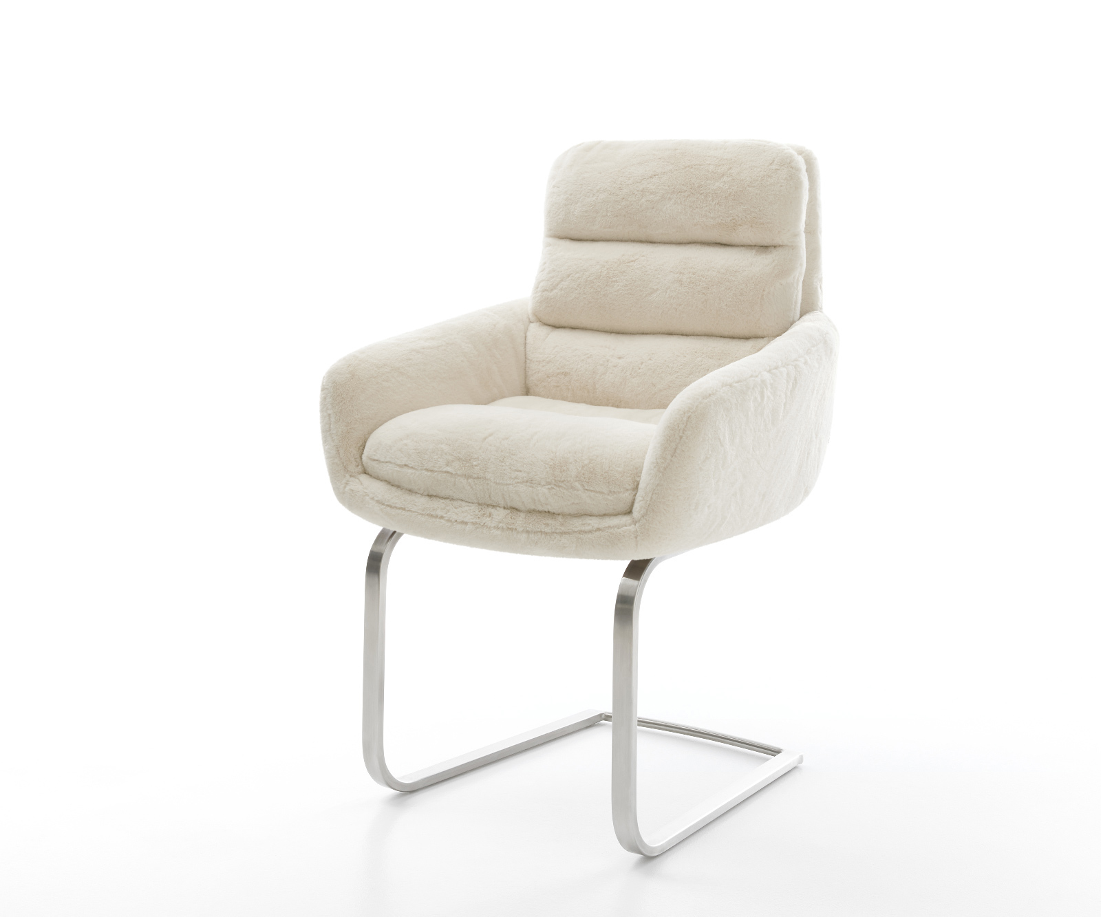 Étkezőszék Abelia-Flex karfás plüss krémfehér konzolos lapos rozsdamentes acél