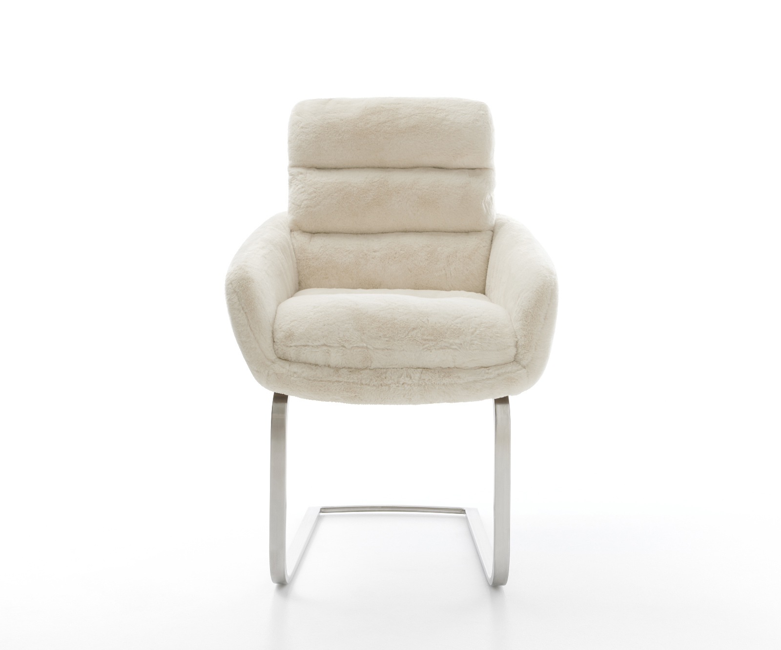 Étkezőszék Abelia-Flex karfás plüss krémfehér konzolos lapos rozsdamentes acél - Image 2