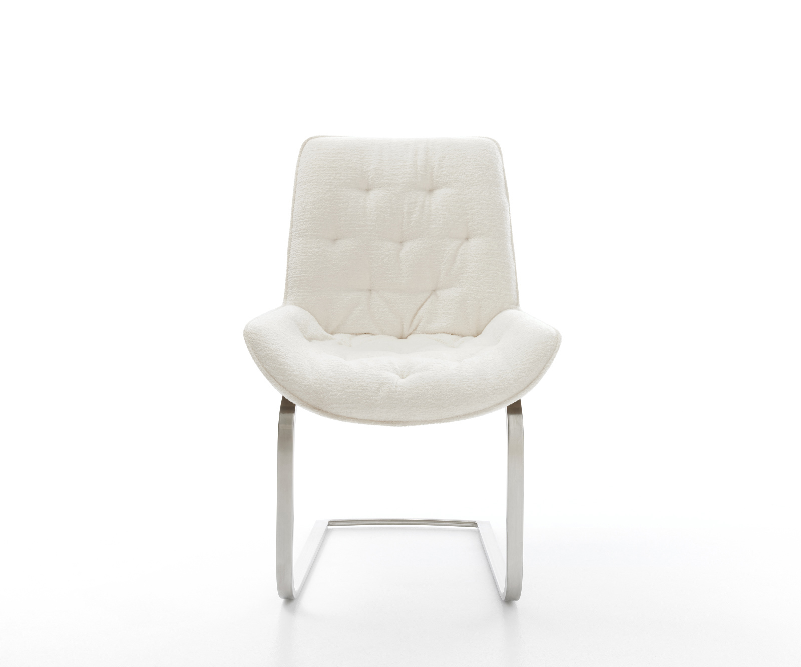 Étkezőszék Taimi-Flex bouclé puha bézs konzolos lapos rozsdamentes acél - Image 2