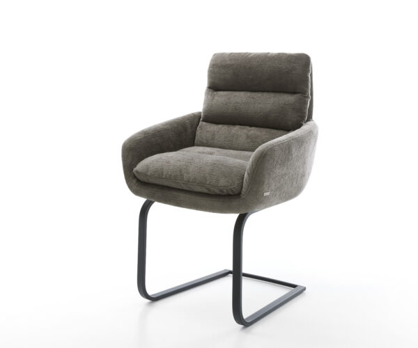 Étkezőszék Abelia-Flex karfás bouclé puha sötét bézs konzolos lapos fekete