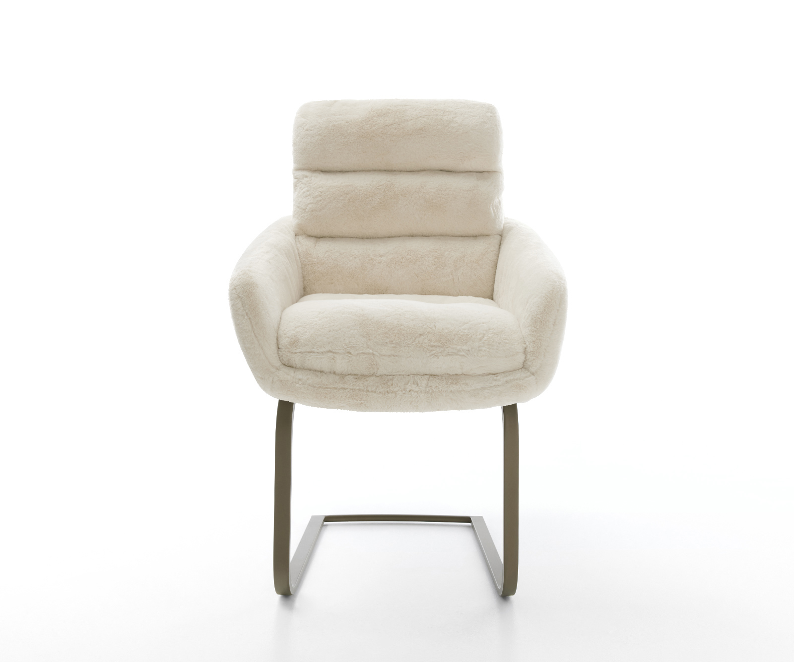 Étkezőszék Abelia-Flex karfás plüss krémfehér konzolos lapos láb titán színű - Image 2