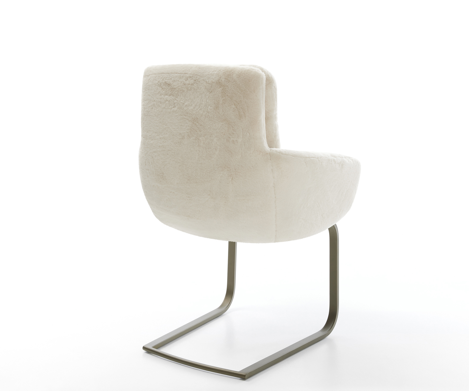 Étkezőszék Abelia-Flex karfás plüss krémfehér konzolos lapos láb titán színű - Image 5