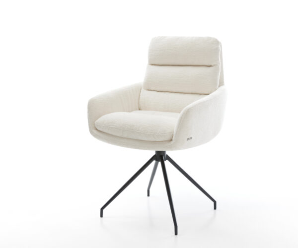 Étkezőszék Abelia-Flex karfás bouclé puha bézs kereszt láb kúpos fekete