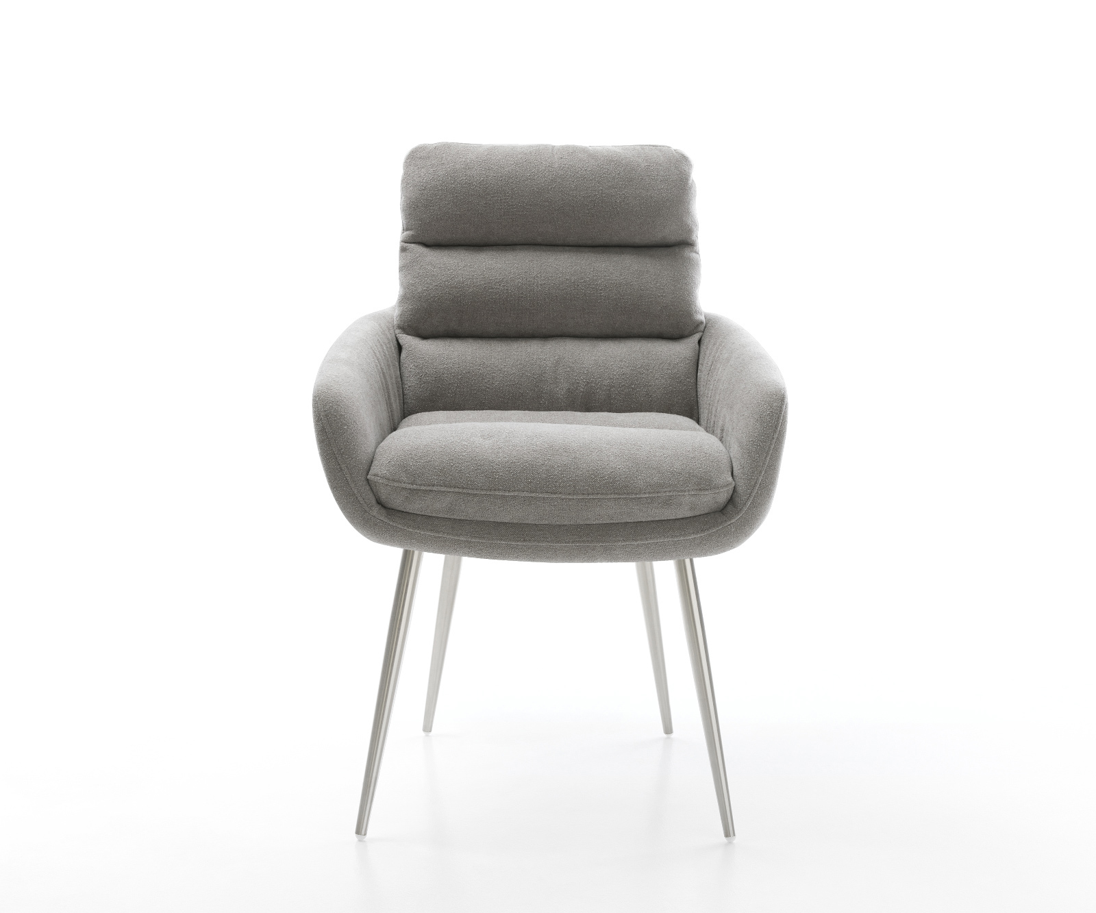 Étkezőszék Abelia-Flex kárpitozott karfás strukturált szövet puha szürke 4 láb kúpos rozsdamentes acél - Image 2