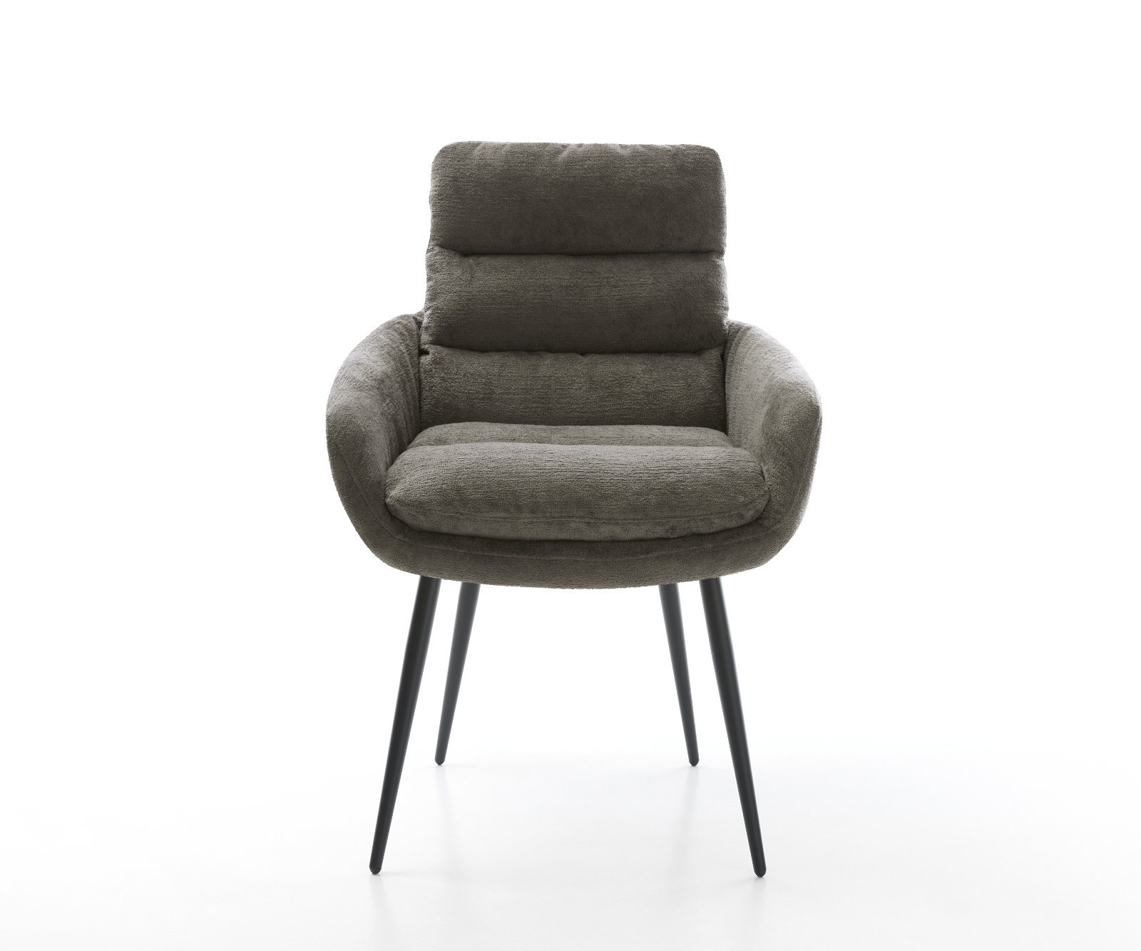 Étkezőszék Abelia-Flex karfás bouclé puha sötét bézs 4 lábas kúpos fekete - Image 2