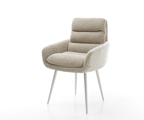 Étkezőszék Abelia-Flex karfás szövettel puha bézs 4 lábas kúpos rozsdamentes acél