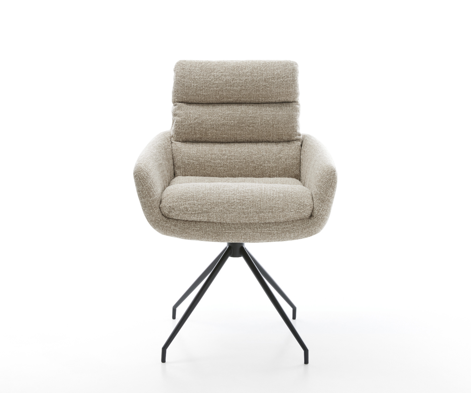 Étkezőszék Abelia-Flex kárpitozott karfás szövetszövet puha bézs kereszt láb kúpos fekete - Image 2