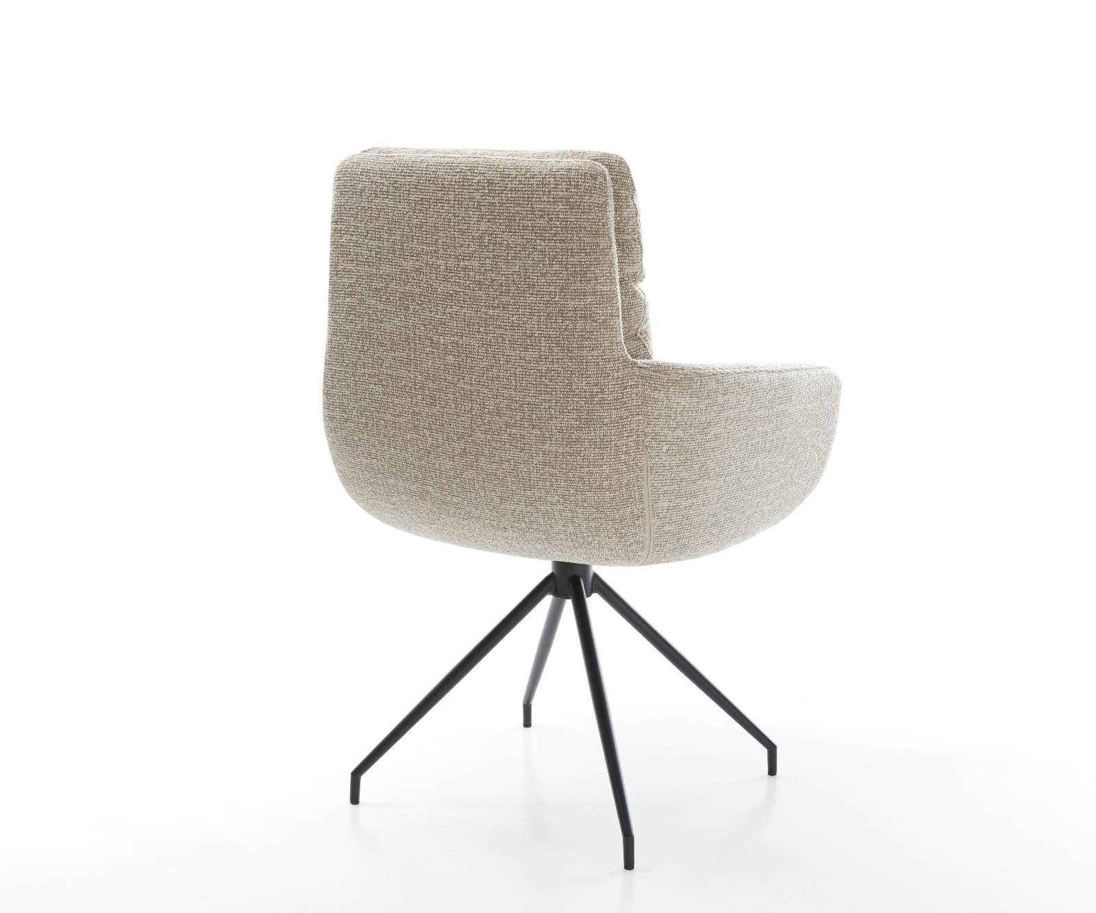 Étkezőszék Abelia-Flex kárpitozott karfás szövetszövet puha bézs kereszt láb kúpos fekete - Image 5