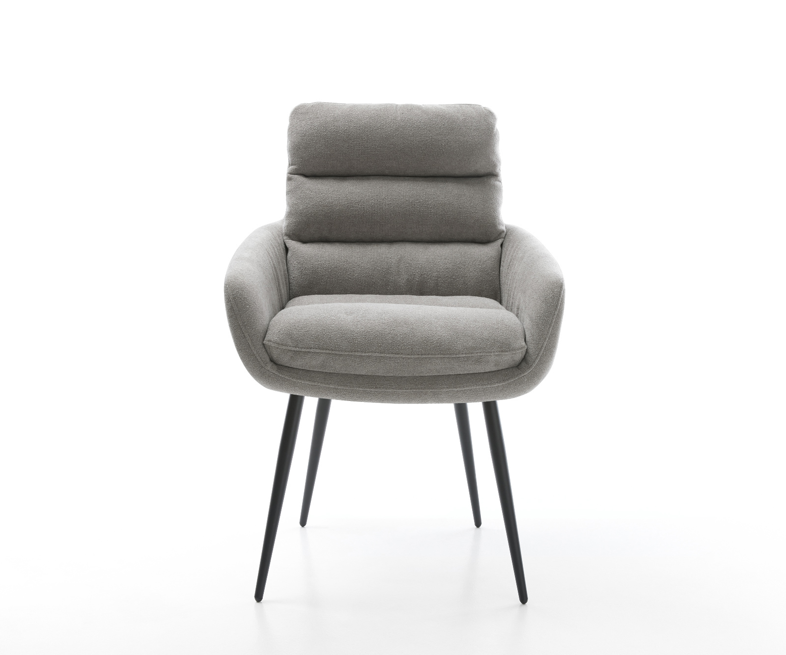 Étkezőszék Abelia-Flex kárpitozott karfás strukturált szövet puha szürke 4 lábú kúpos fekete - Image 2