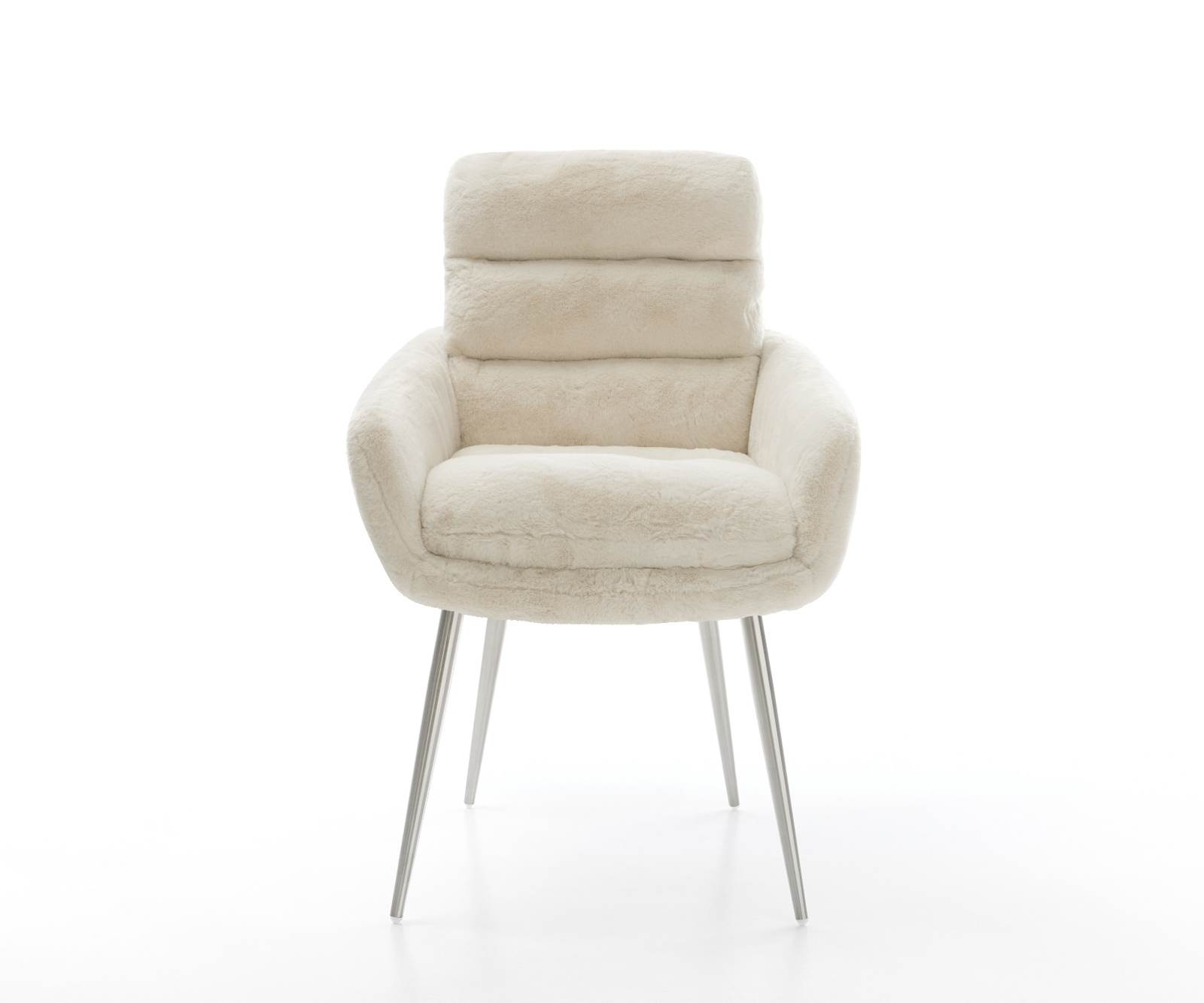 Étkezőszék Abelia-Flex karfás plüss krémfehér 4 lábas kúpos rozsdamentes acél - Image 2