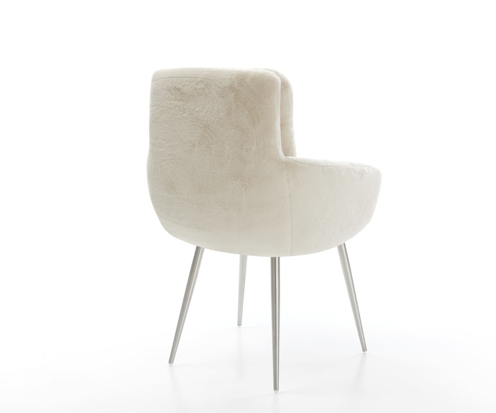 Étkezőszék Abelia-Flex karfás plüss krémfehér 4 lábas kúpos rozsdamentes acél - Image 5