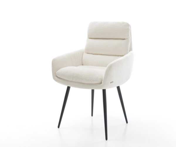 Étkezőszék Abelia-Flex karfás bouclé puha bézs 4 lábas kúpos fekete