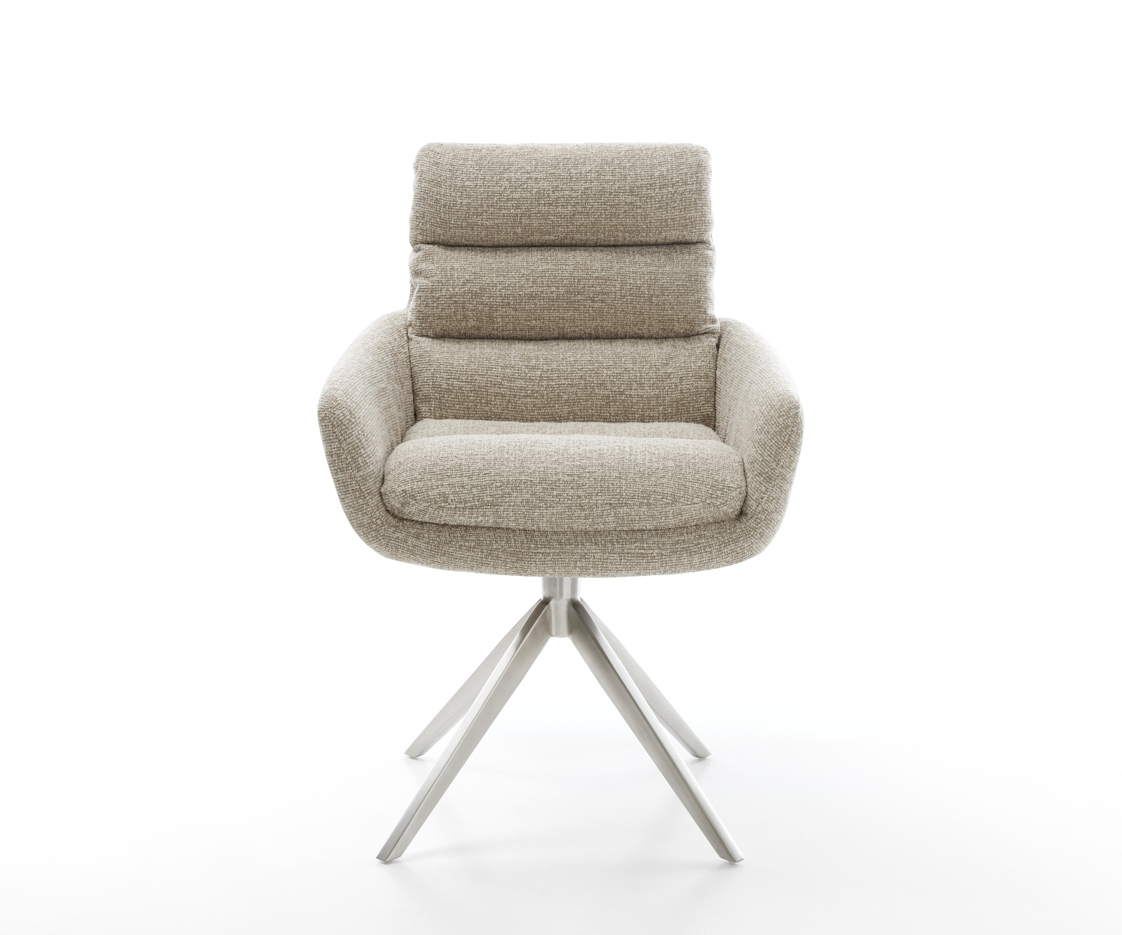 Étkezőszék Abelia-Flex kárpitozott karfás szövetszövet puha bézs kereszt láb széles rozsdamentes acél 360° forgatható billenő - Image 2