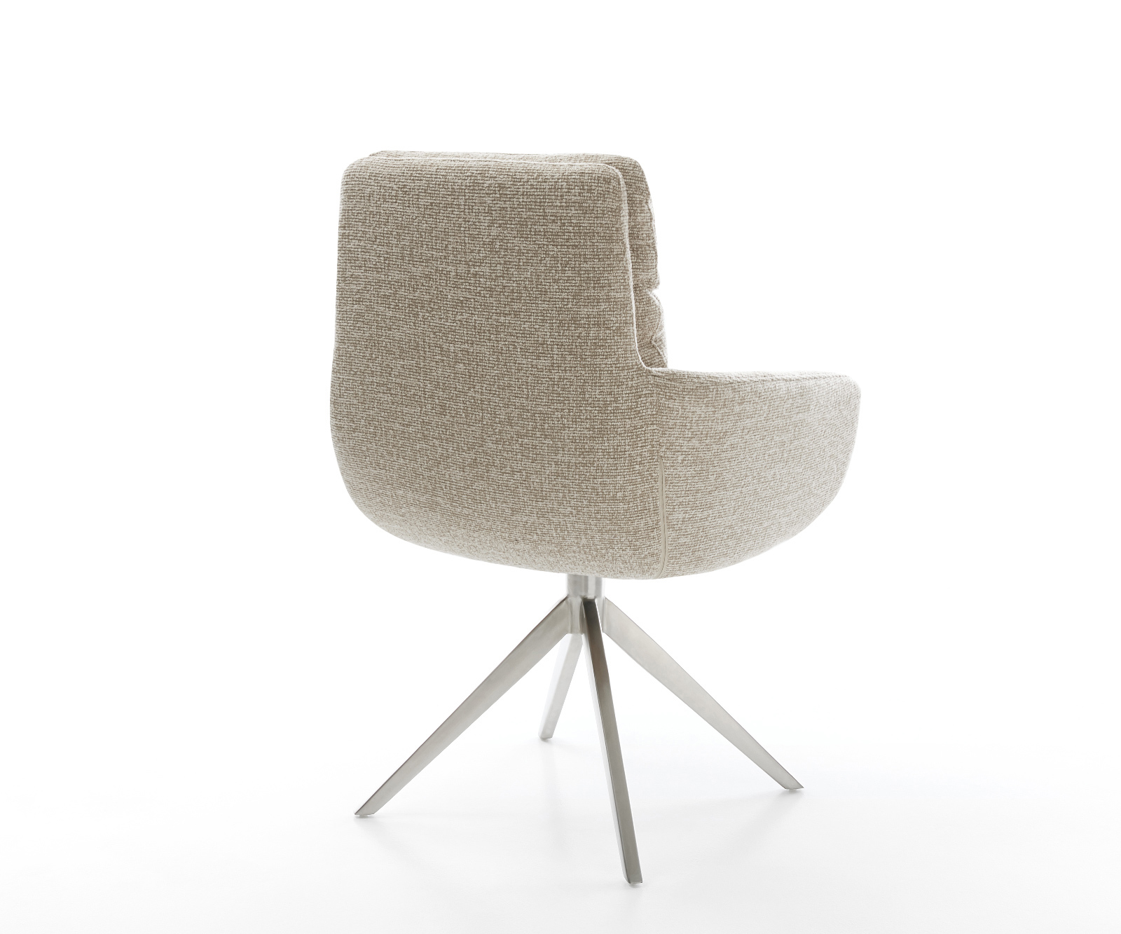 Étkezőszék Abelia-Flex kárpitozott karfás szövetszövet puha bézs kereszt láb széles rozsdamentes acél 360° forgatható billenő - Image 5