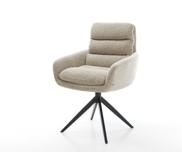 Étkezőszék Abelia-Flex karfás szövettel puha bézs széles kereszt láb fekete 360°-ban forgatható billenő funkció