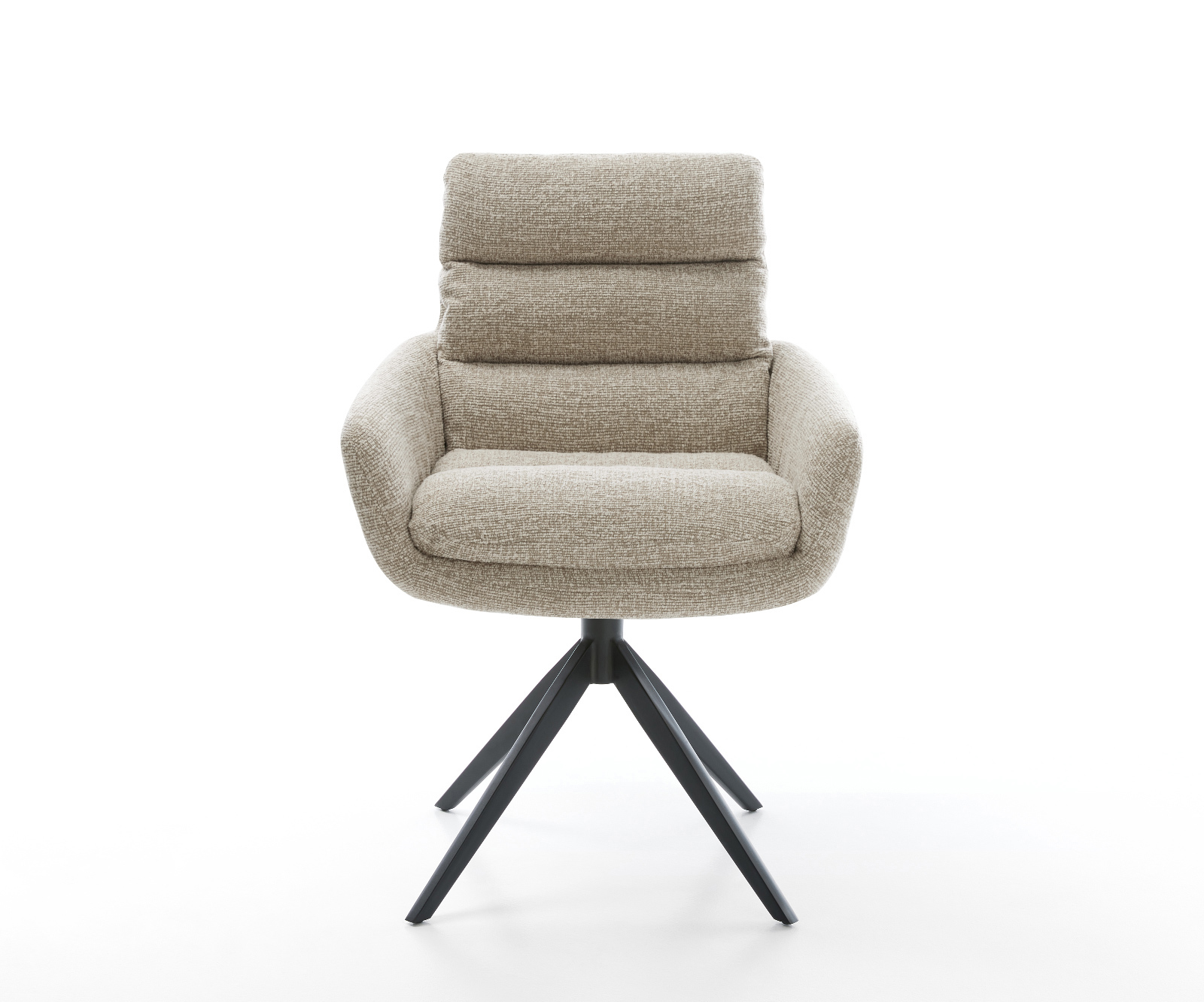 Étkezőszék Abelia-Flex karfás szövettel puha bézs széles kereszt láb fekete 360°-ban forgatható billenő funkció - Image 2