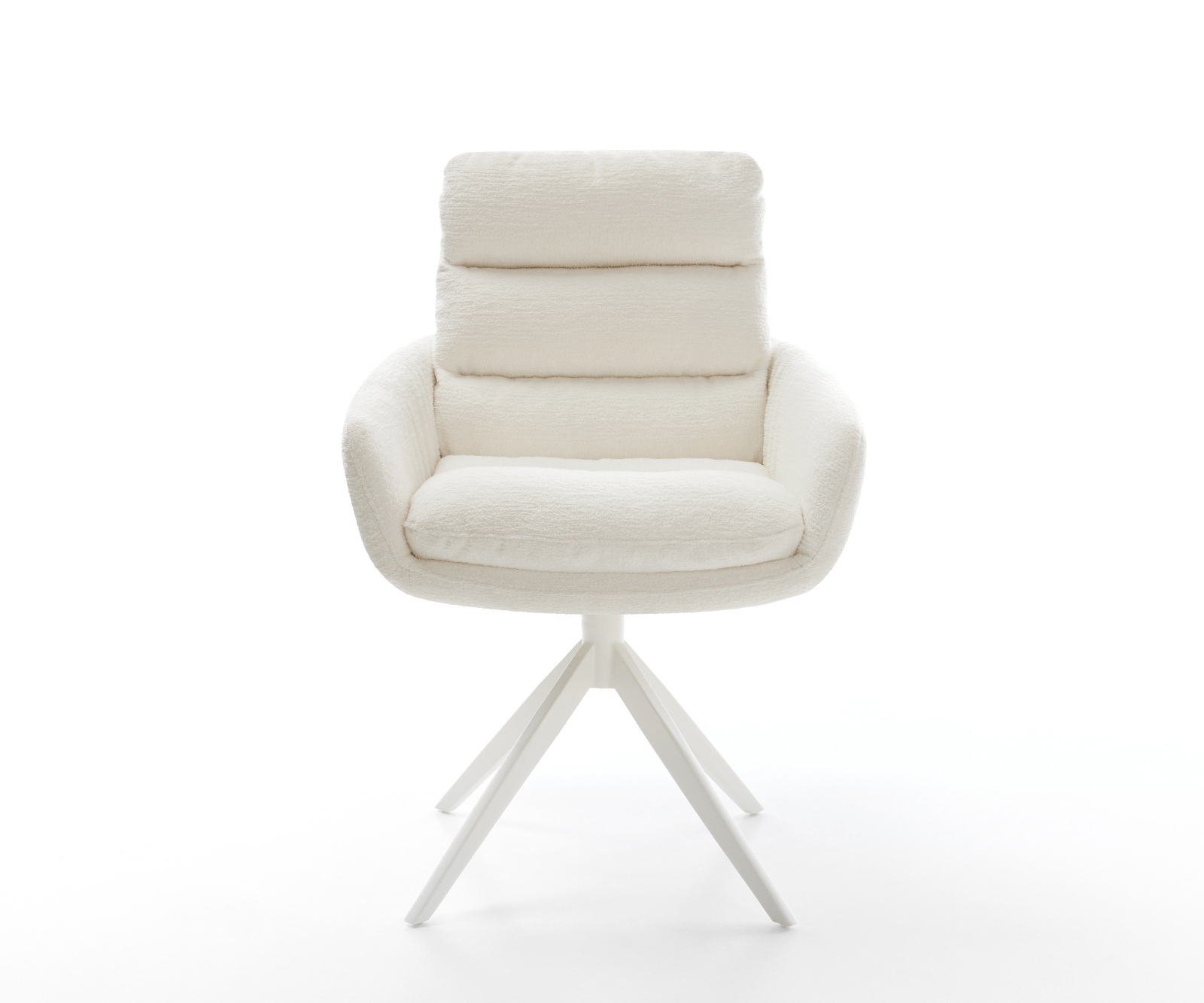 Étkezőszék Abelia-Flex karfás bouclé puha bézs kereszt láb széles fehér 360° forgatható billenő - Image 2
