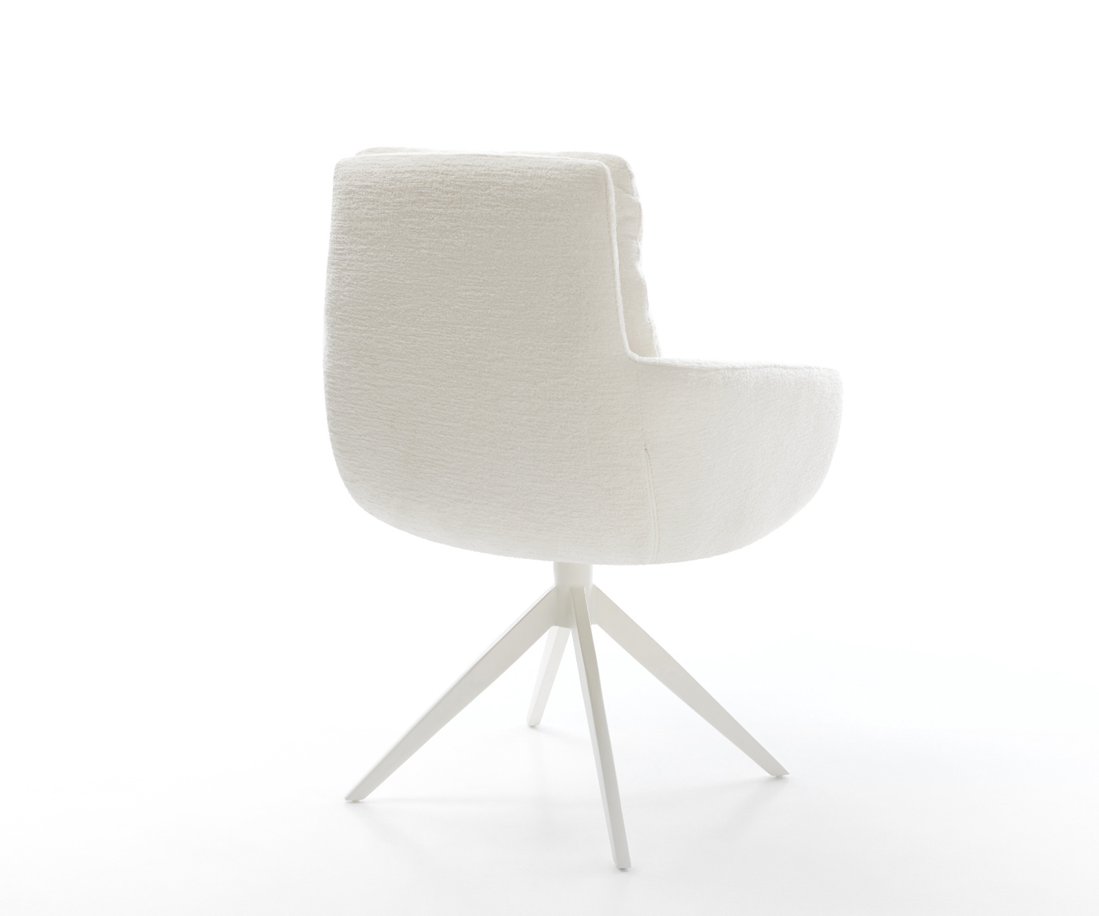 Étkezőszék Abelia-Flex karfás bouclé puha bézs kereszt láb széles fehér 360° forgatható billenő - Image 5