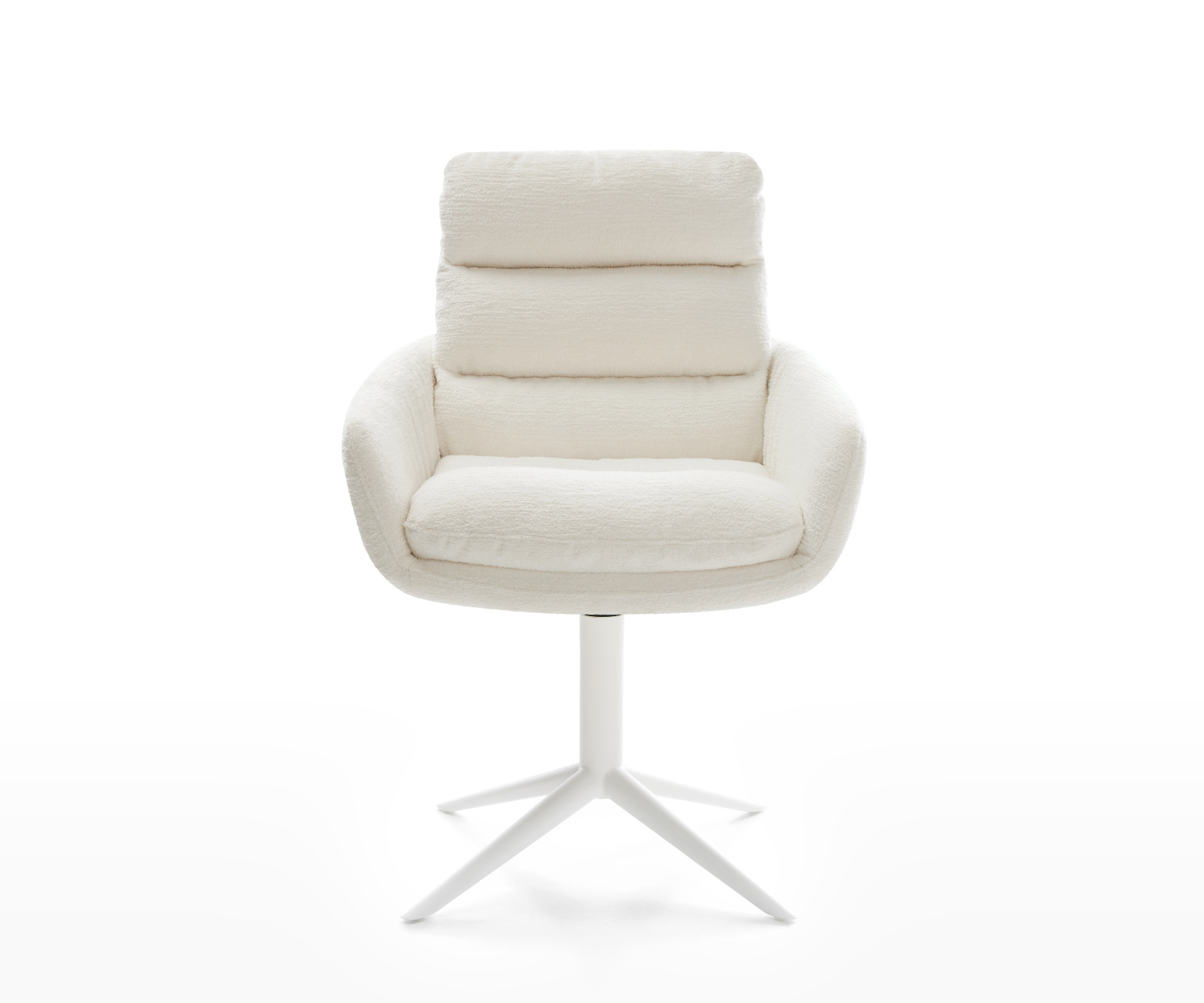 Étkezőszék Abelia-Flex karfás bouclé puha bézs fehér kereszt láb 360° forgatható billenő - Image 2