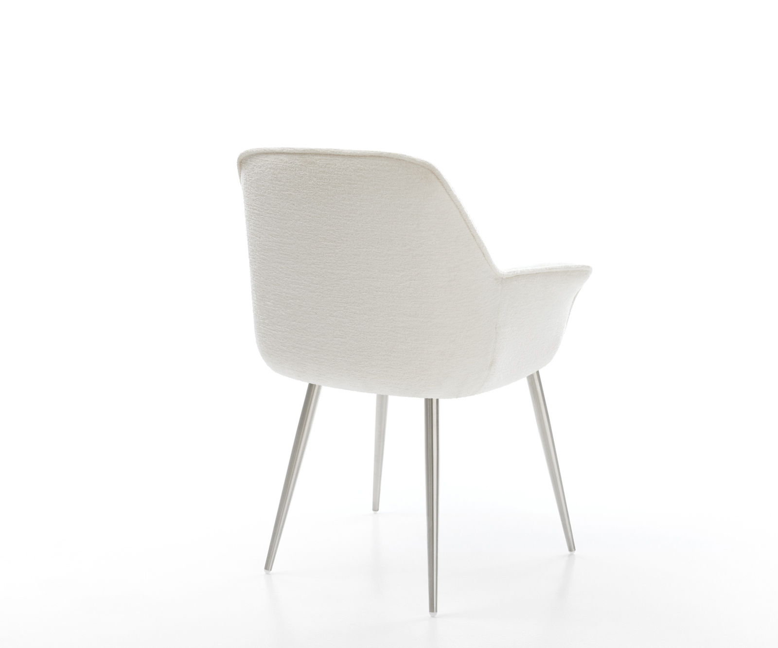 Étkezőszék Keila-Flex karfás bouclé puha bézs 4 lábú kúpos rozsdamentes acél - Image 5