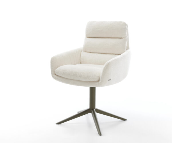 Étkezőszék Abelia-Flex karfás bouclé puha bézs kereszt láb titán színű hatvan fokban forgatható billenő funkció