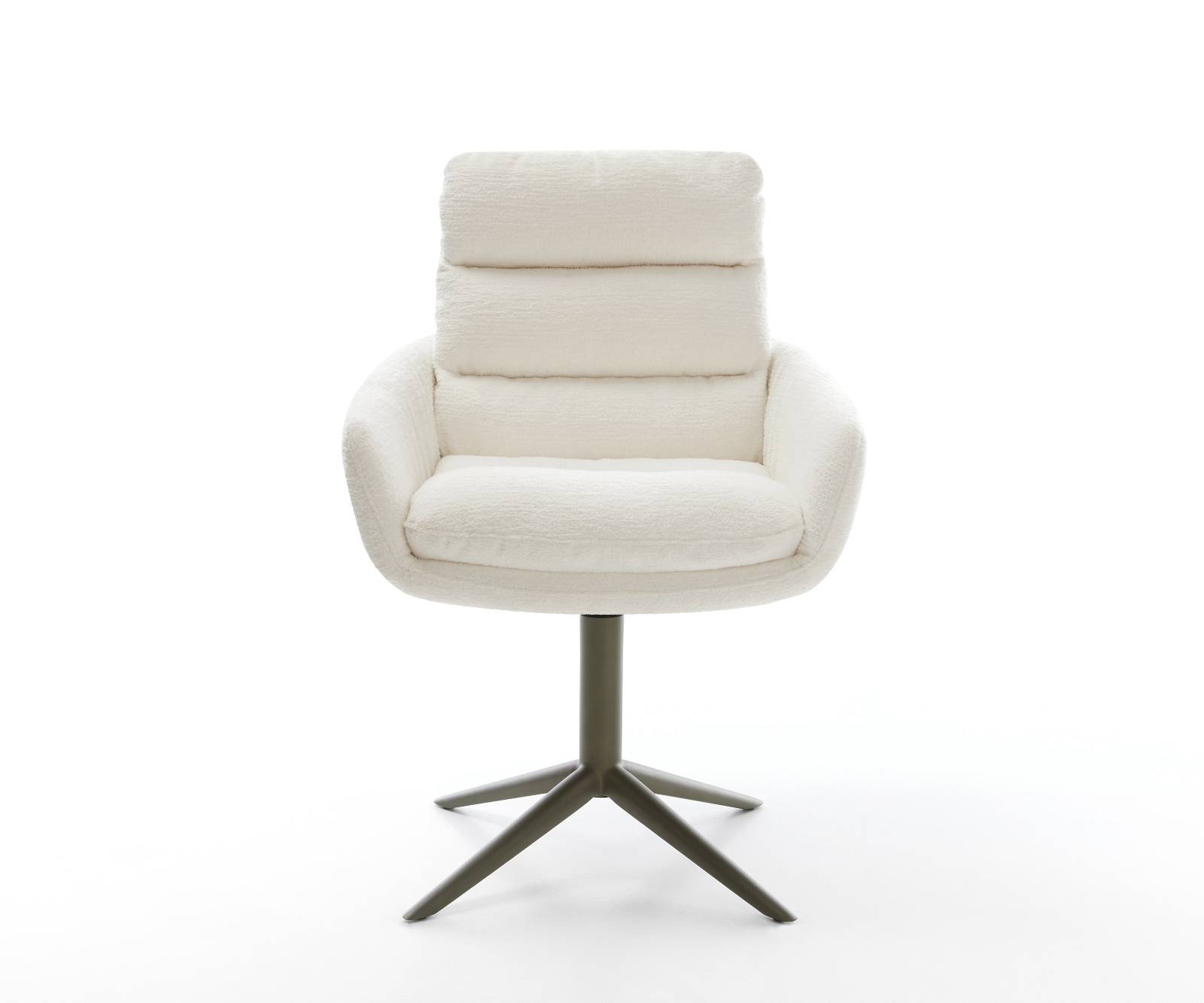 Étkezőszék Abelia-Flex karfás bouclé puha bézs kereszt láb titán színű hatvan fokban forgatható billenő funkció - Image 2