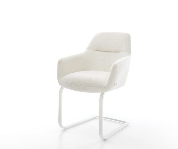 Étkezőszék Pejo-Flex bouclé puha bézs konzolos láb lapos fehér zsákrugó