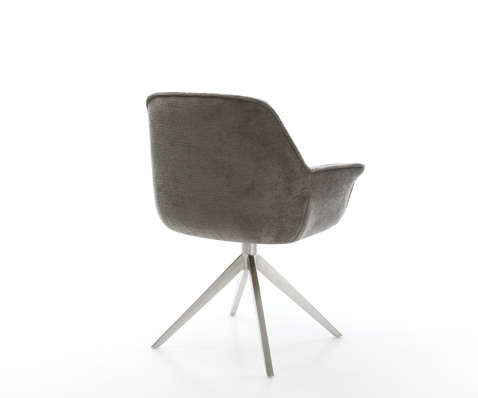 Étkezőszék Keila-Flex karfás bouclé puha sötét bézs kereszt láb széles rozsdamentes acél 360° forgatható billenő - Image 5