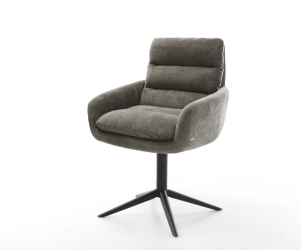 Étkezőszék Abelia-Flex karfás bouclé puha sötét bézs kereszt láb fekete 360° forgatható billenő funkció