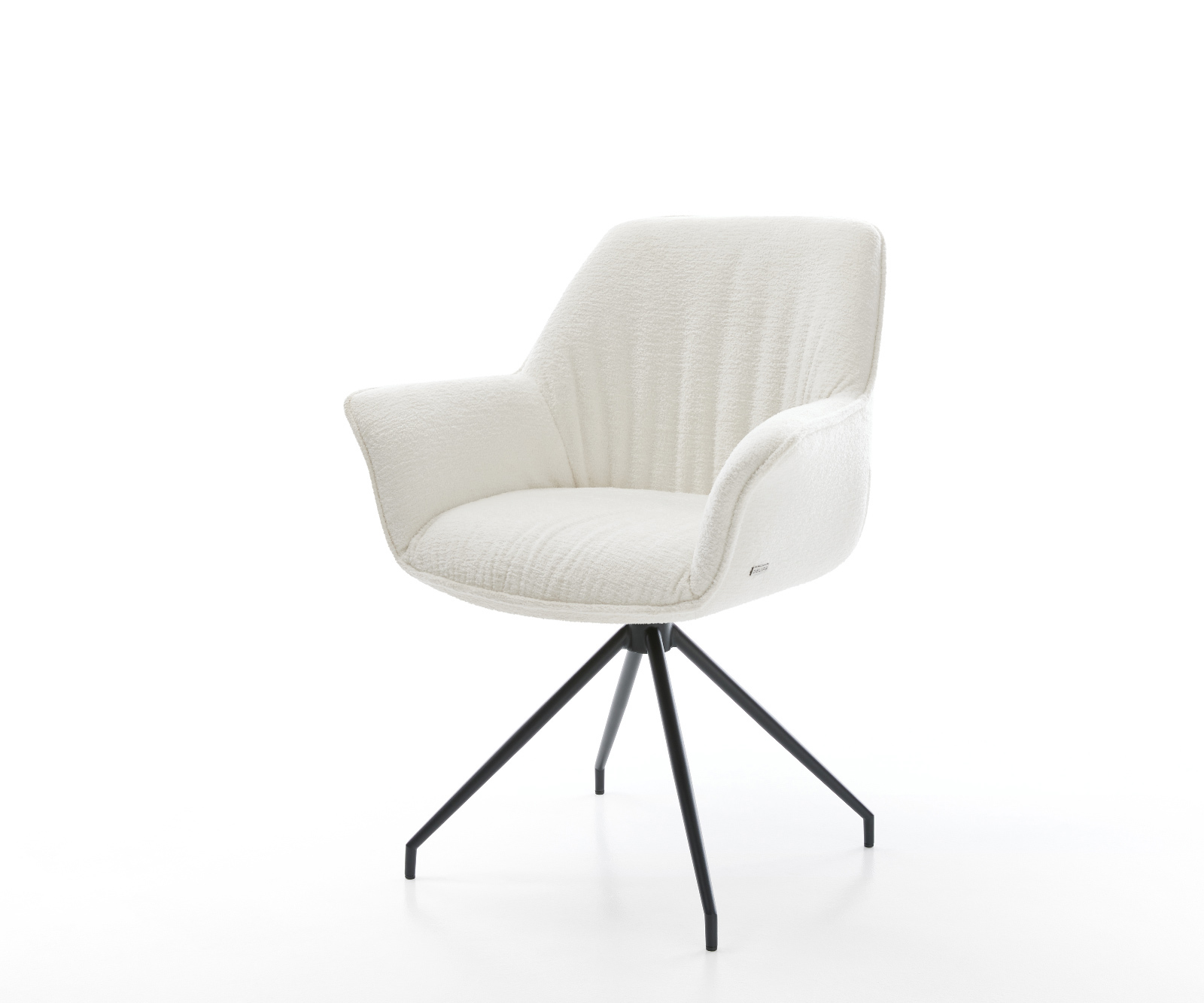 Étkezőszék Keila-Flex karfás bouclé puha bézs kereszt láb kúpos fekete