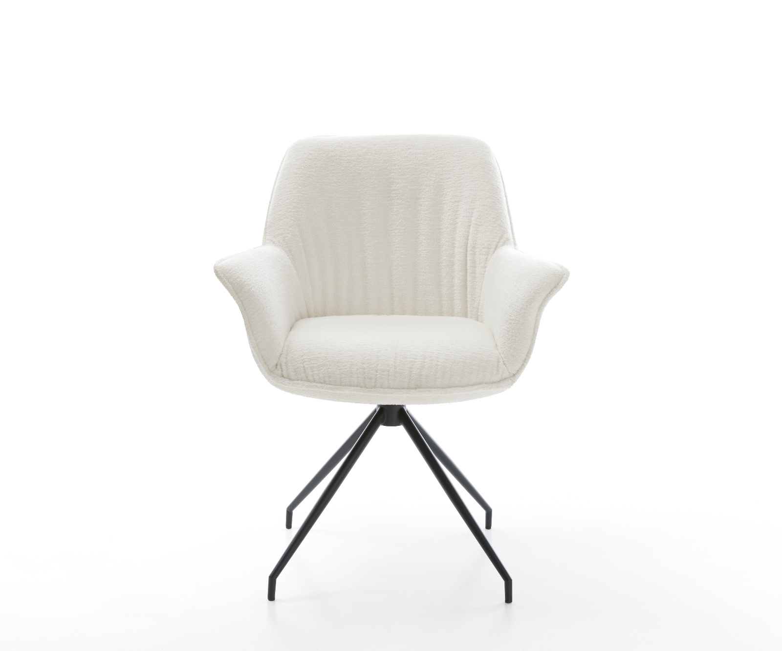 Étkezőszék Keila-Flex karfás bouclé puha bézs kereszt láb kúpos fekete - Image 2