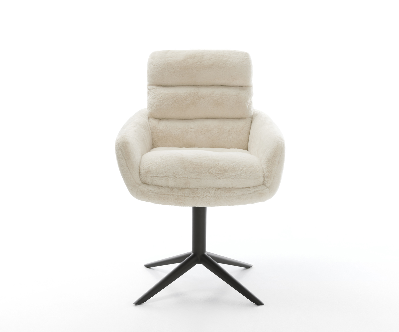 Étkezőszék Abelia-Flex karfás plüss krémfehér kereszt láb fekete 360° forgatható billenő - Image 2