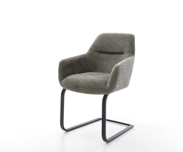 Étkezőszék Pejo-Flex bouclé puha sötét bézs konzolos lapos fekete zsákrugós ülőfelület