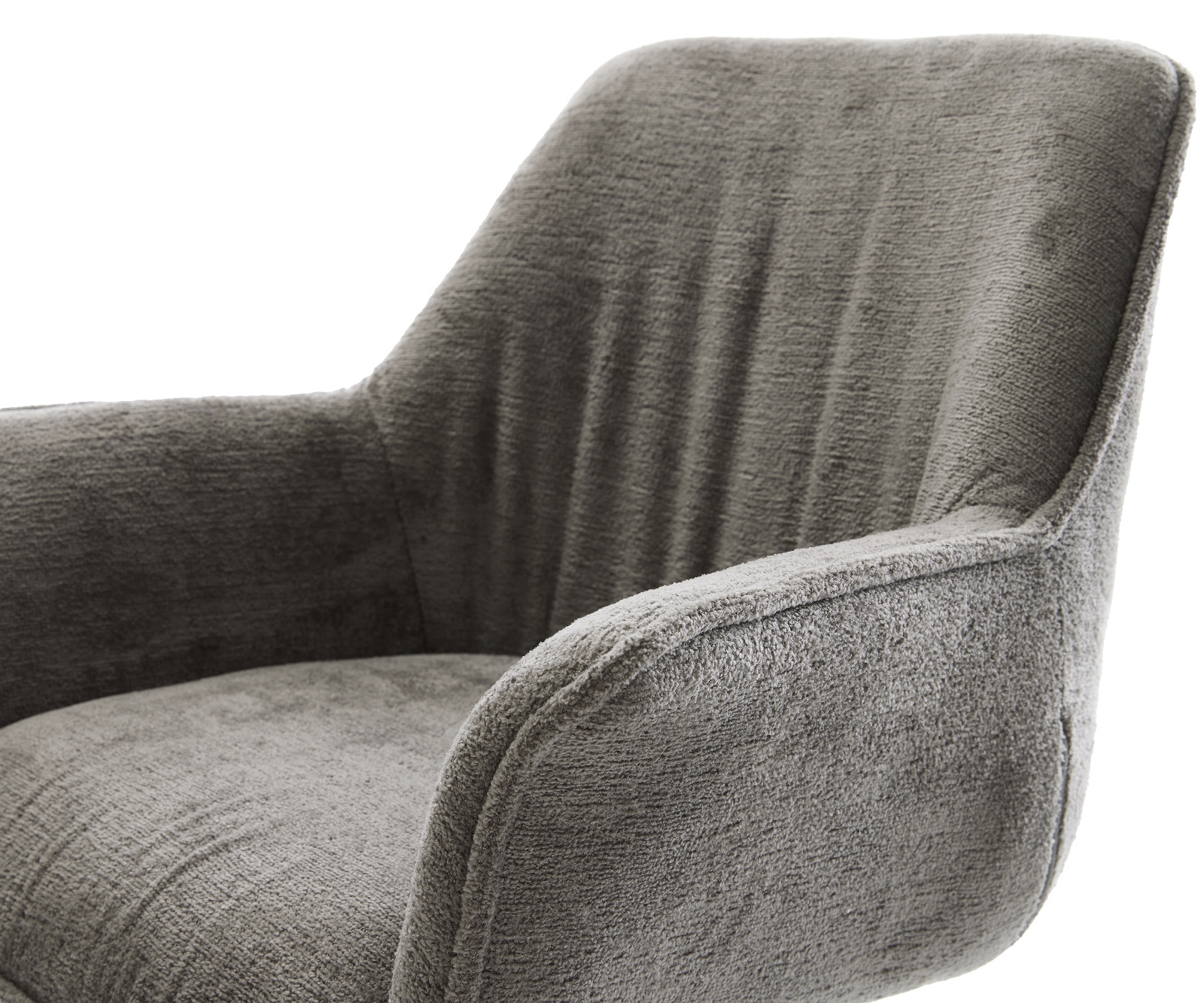 Étkezőszék Keila-Flex karfás bouclé puha sötét bézs kereszt láb kúpos rozsdamentes acél - Image 4