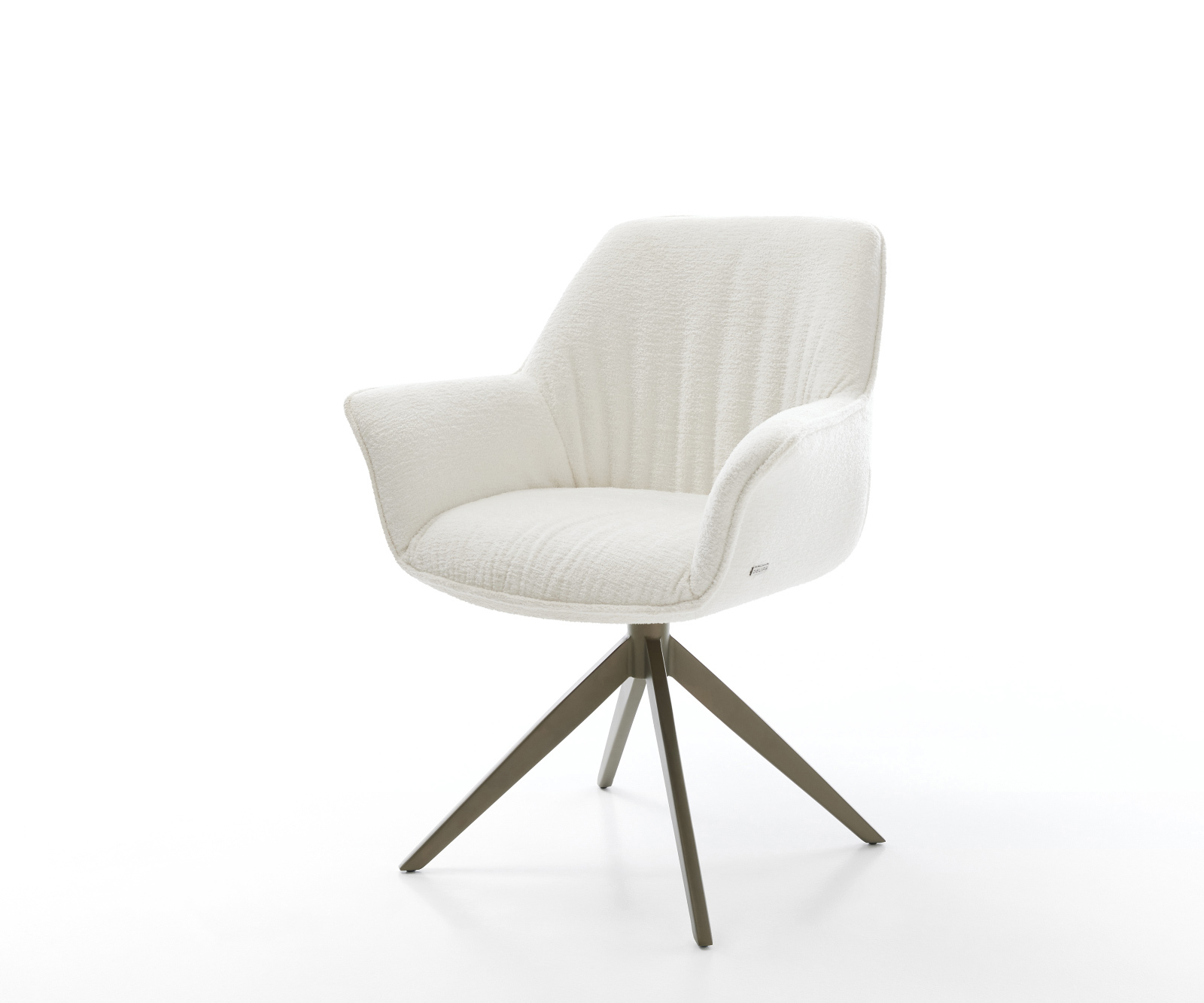 Étkezőszék Keila-Flex karfás bouclé puha bézs kereszt láb széles titán színű 360° forgatható billenő