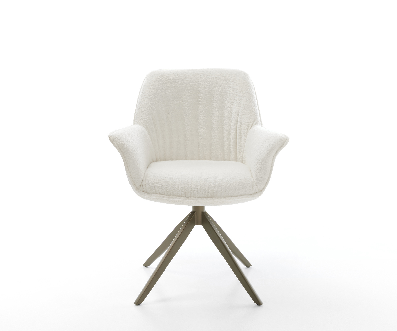 Étkezőszék Keila-Flex karfás bouclé puha bézs kereszt láb széles titán színű 360° forgatható billenő - Image 2