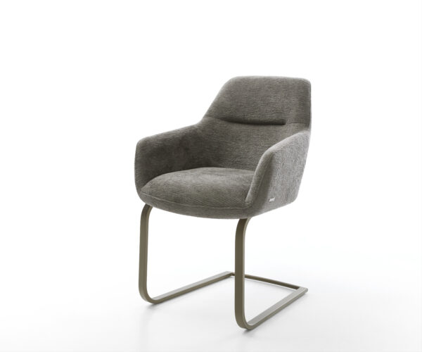 Étkezőszék Pejo-Flex bouclé puha sötét bézs konzolos lapos láb titán színű hatás zsákrugós