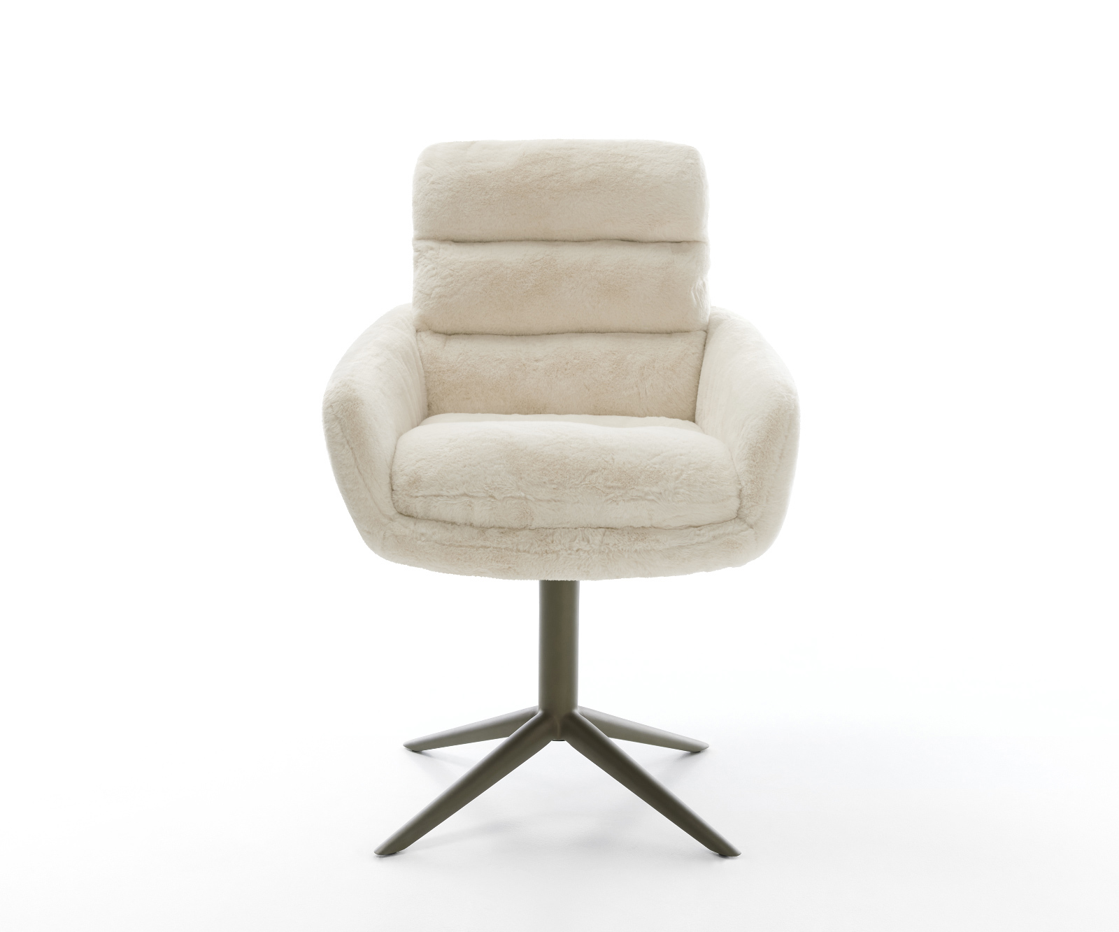 Étkezőszék Abelia-Flex karfás plüss krémfehér kereszt láb titán színű 360° forgatható billenő - Image 2