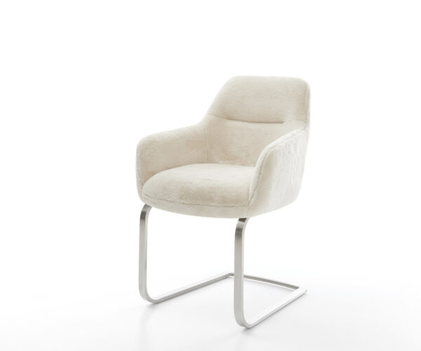 Étkezőszék Pejo-Flex plüss krémfehér étkezőszék lapos rozsdamentes acél zsákrugó