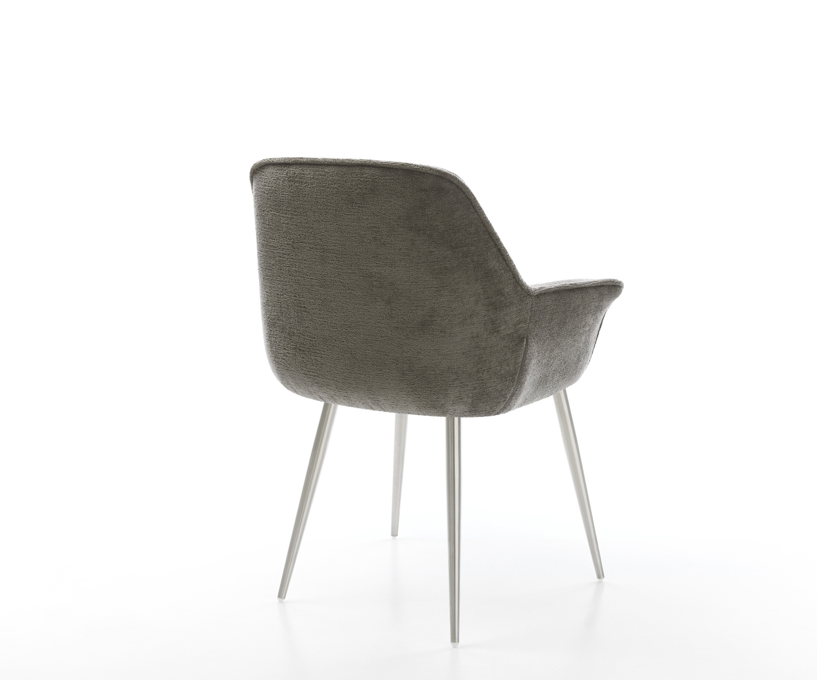 Étkezőszék Keila-Flex karfás bouclé puha sötét bézs 4 lábas kúpos rozsdamentes acél - Image 5