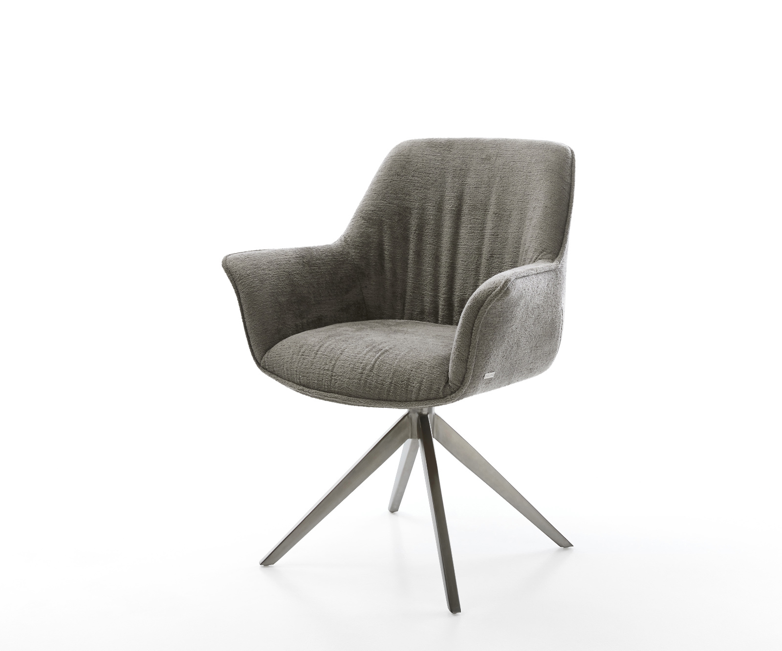 Étkezőszék Keila-Flex karfás bouclé puha sötét bézs kereszt láb széles grafit 360° forgatható billenő funkció