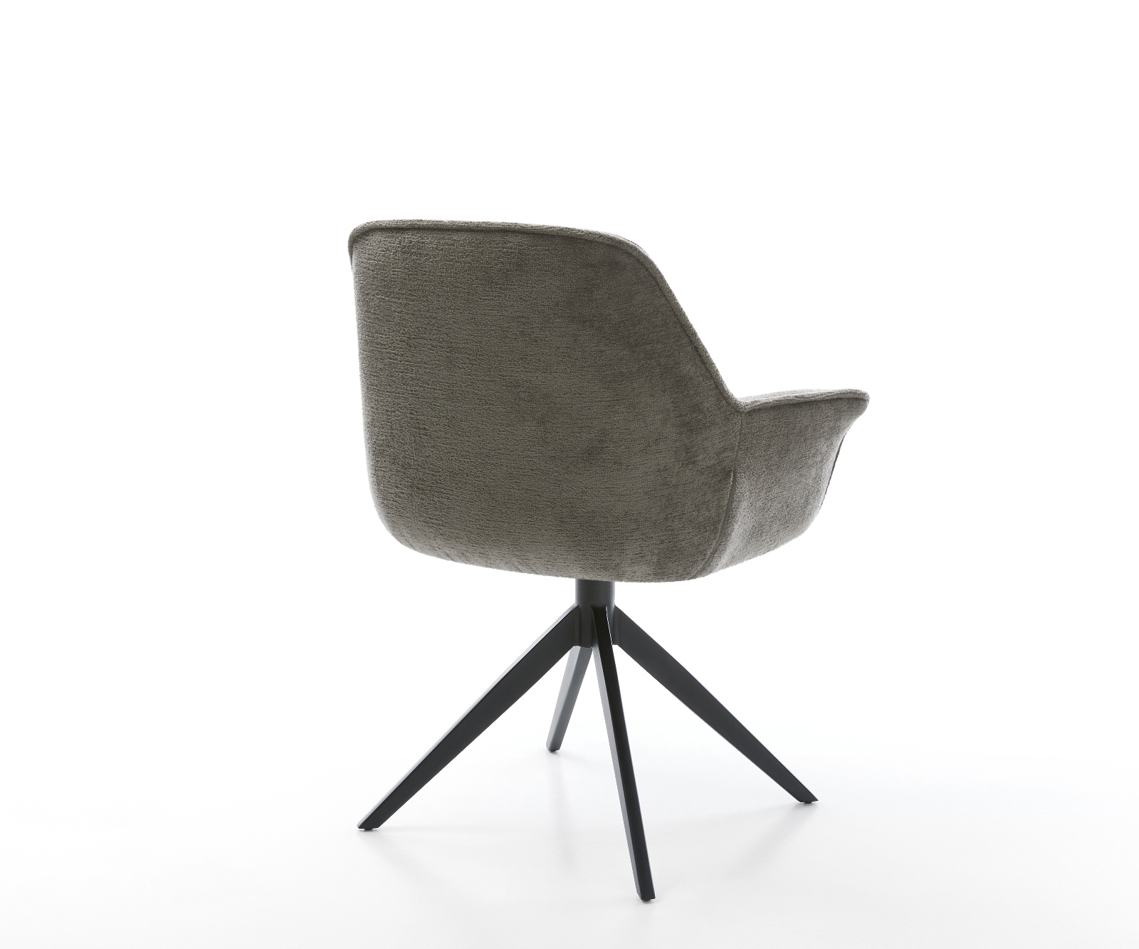 Étkezőszék Keila-Flex karfás bouclé puha sötét bézs kereszt láb széles fekete 360° forgatható billenő - Image 5