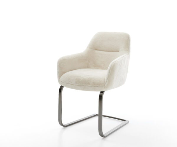 Étkezőszék Pejo-Flex plüss krémfehér konzolos lapos antracit zsákrugós